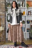 Vintage Vera Scalloped Hem Lace Midi Skirt Tan